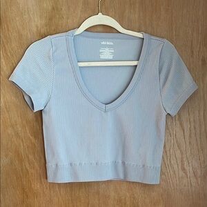 Wild Fable Blue Gray Fitted Ribbed Crop Top